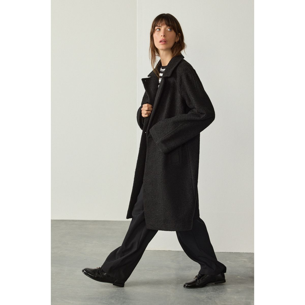 Cardigan boutonné avec col à revers noir, NEXT