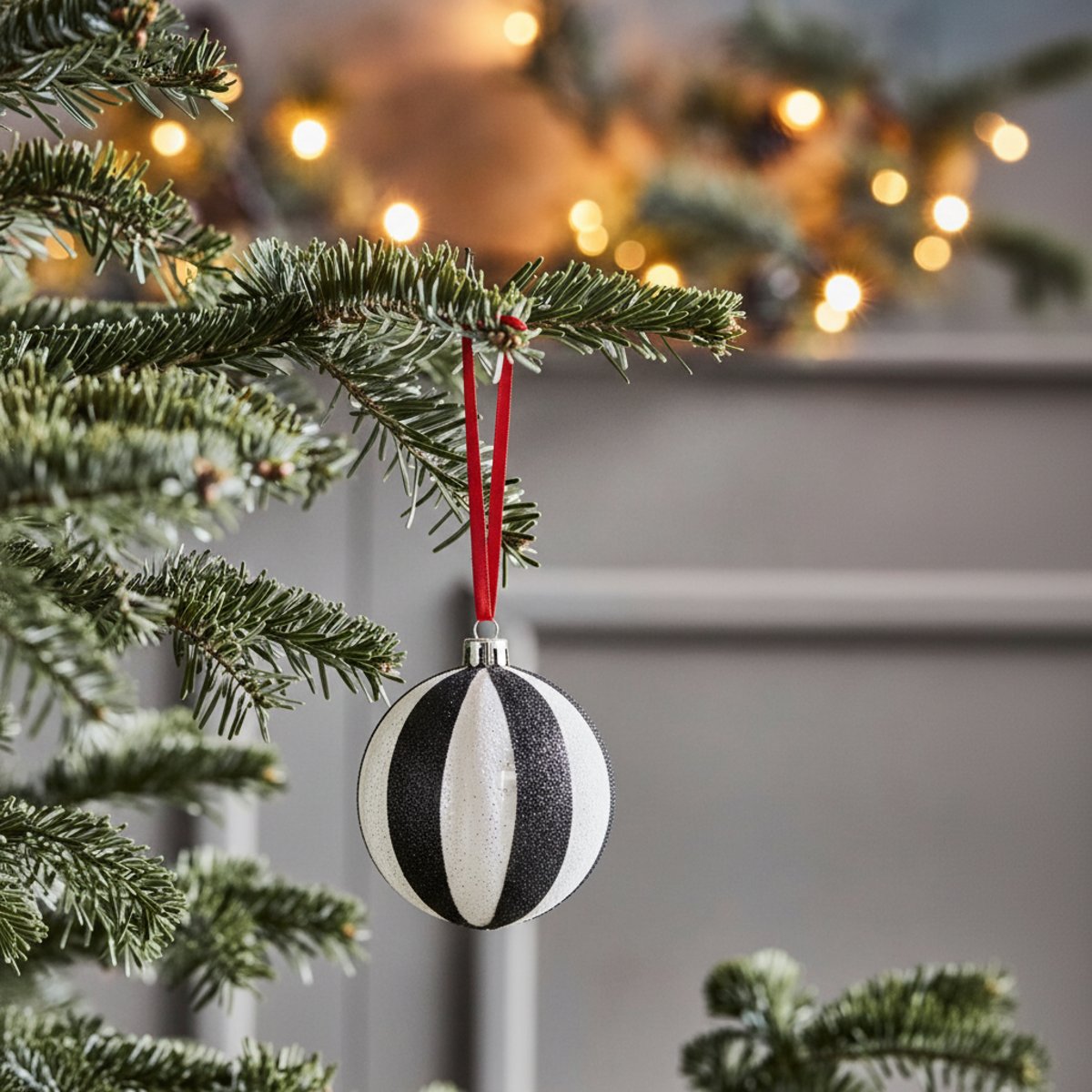 Set de 3 boules décoratives de noël à motif en verre D8 NOËL noir, SIA DECO