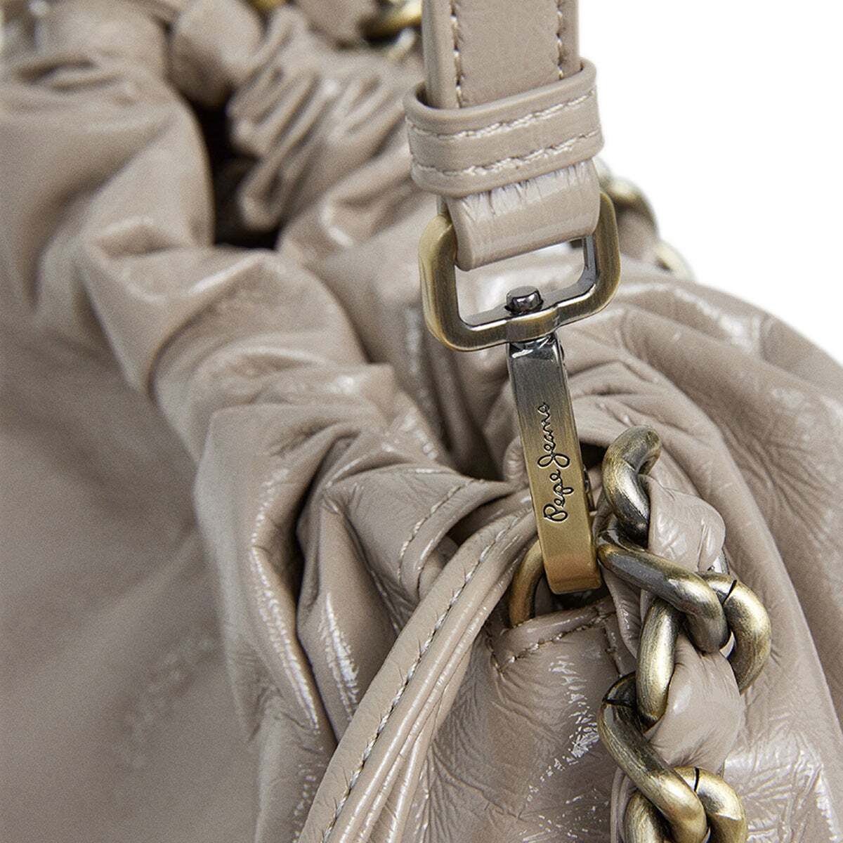 Sac Hobo Effet Cuir beige taupe, PEPE JEANS