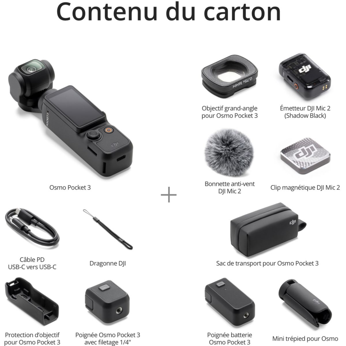 Caméra sport Osmo Pocket 3 Creator Combo couleur unique, DJI