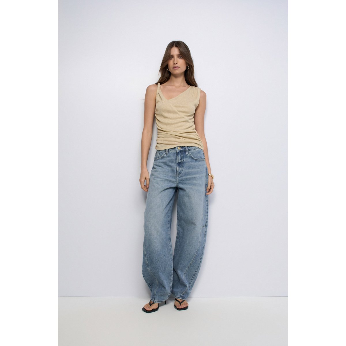 TOP ASYMÉTRIQUE AVEC Fil textile beige, SALSA JEANS