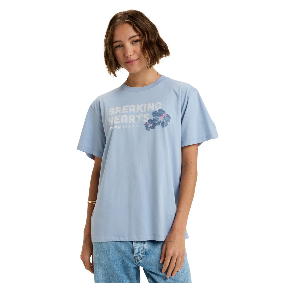 T-Shirt, manches courtes, col rond, . bleu blue blizzard, ROXY