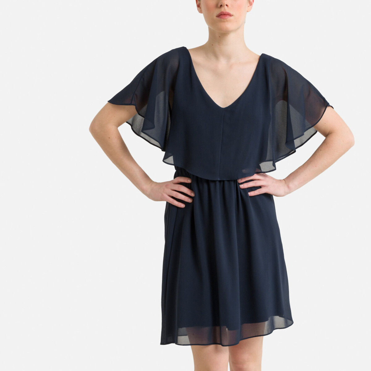 Robe courte col en V rouge, NAF NAF