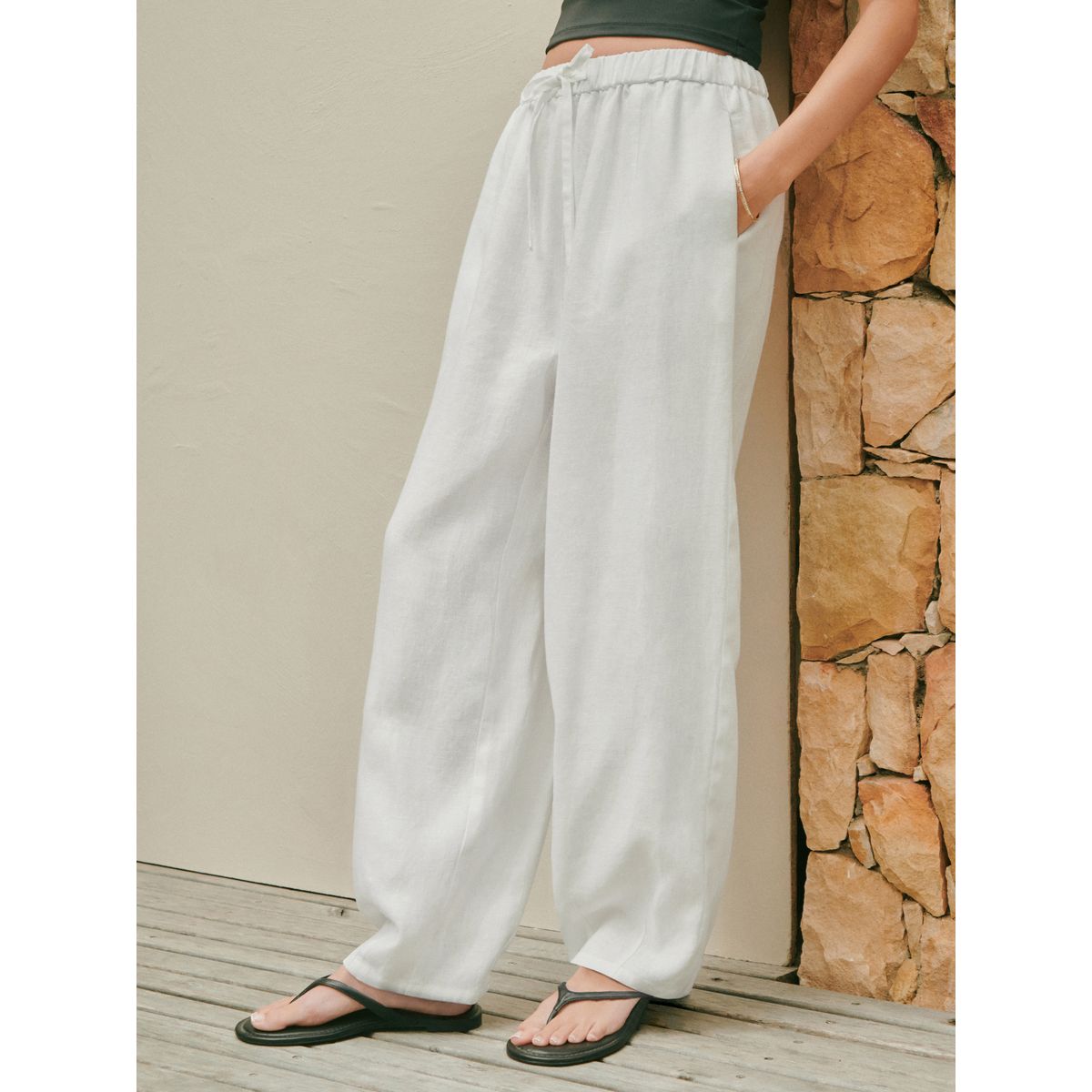 Pantalon barrel lin n. premium blanc, NEXT