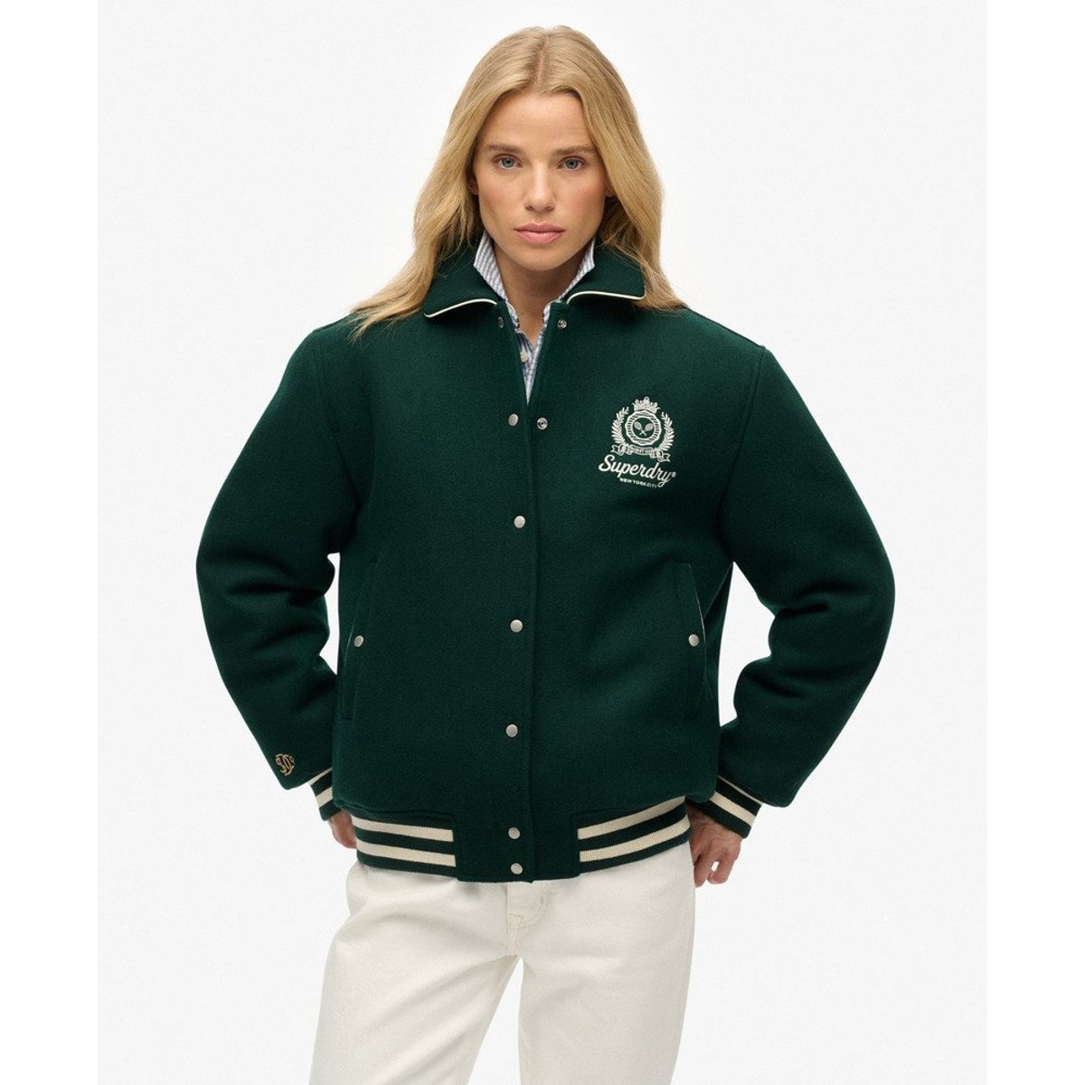 Bomber Country Club en Mélange de Laine vert émail, SUPERDRY