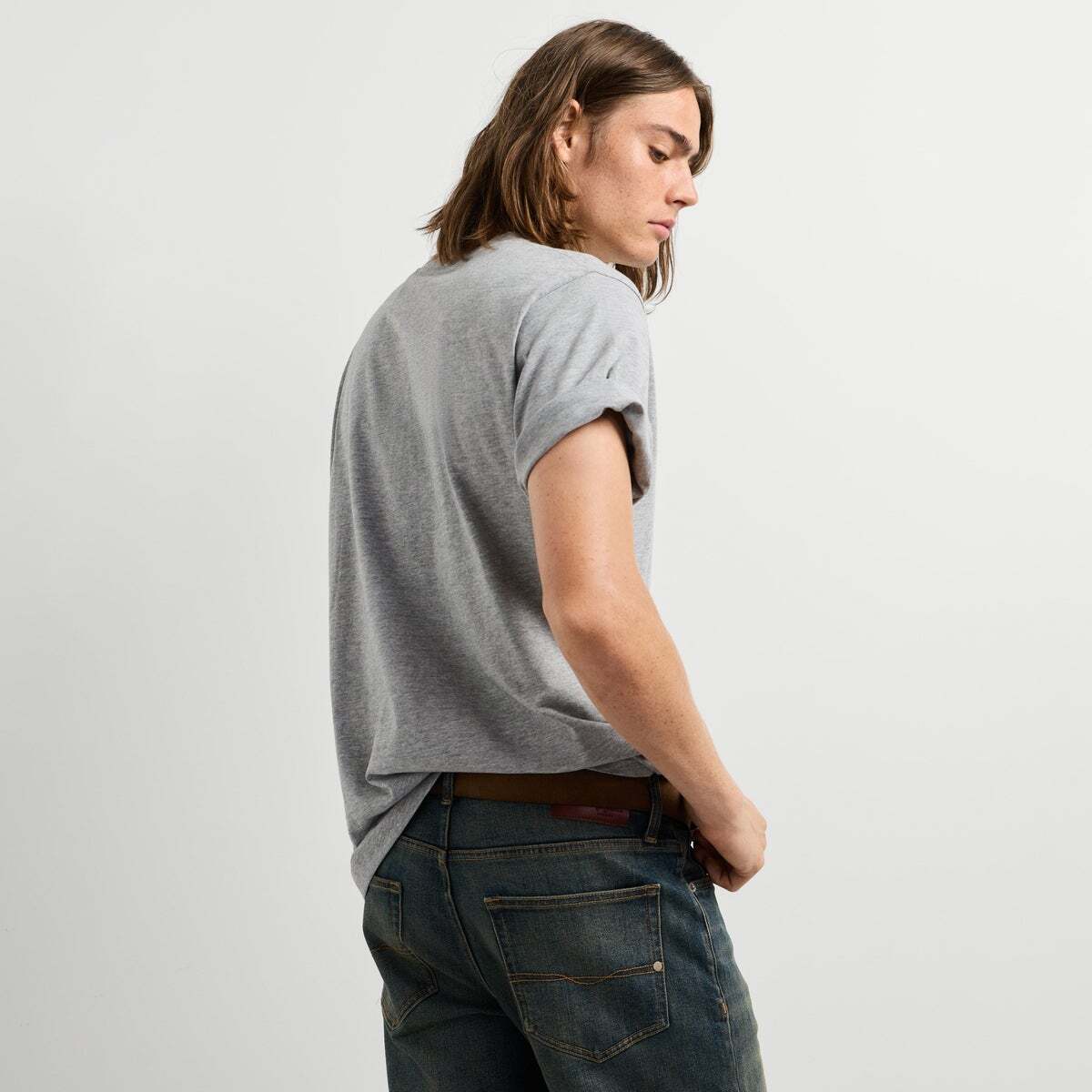 T-Shirt Coupe Regular Avec Logo gris chine, PEPE JEANS