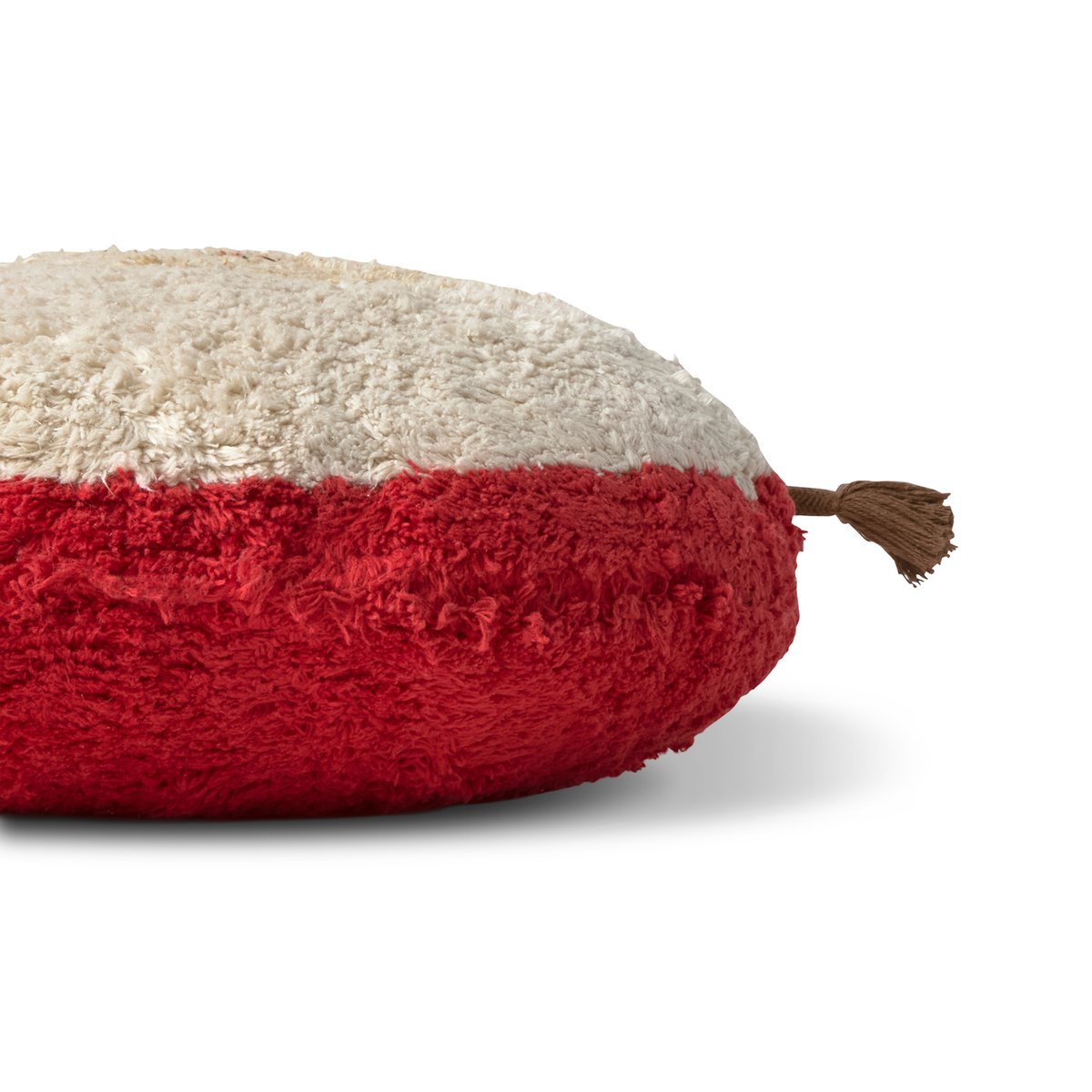 Coussin de sol en coton Pomme PETALS & PALS rouge, naturel, miel clair, châtaigne, vert canard, brun cacao, LORENA CANALS