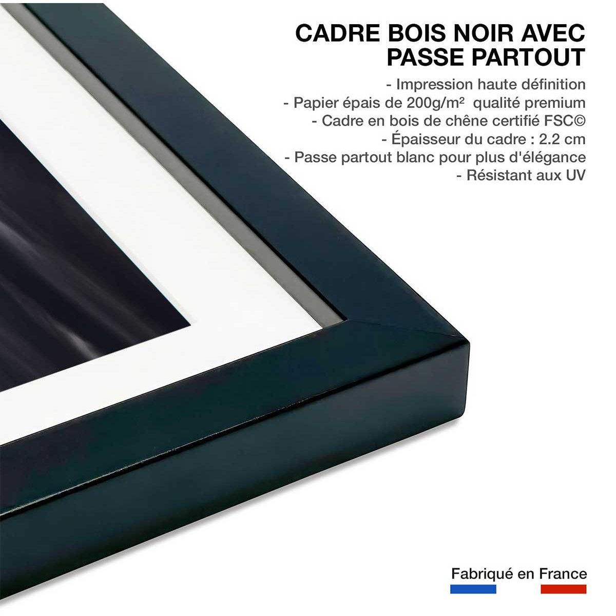 Affiche bateau destination finale affiche + cadre en bois - noir, HEXOA