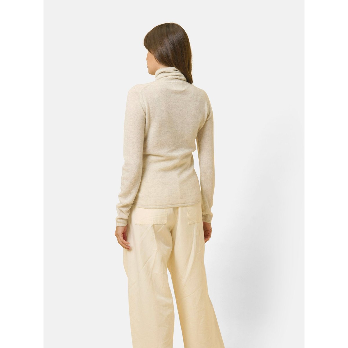Pull Col Roulé Gris Perle Chiné Ava gris clair, JUST CASHMERE