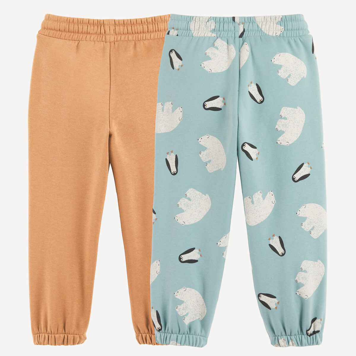 Confezione da 2 pantaloni da jogging in felpa blu + marrone, LA REDOUTE COLLECTIONS