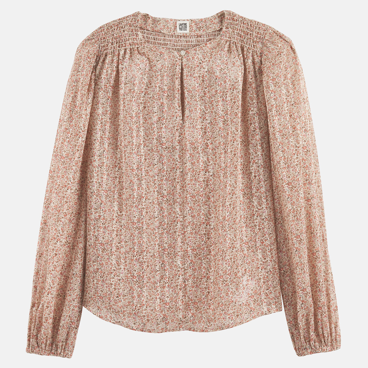 Blouse col rond imprimé floral manches longues imprimé fleuri rose, LA REDOUTE COLLECTIONS