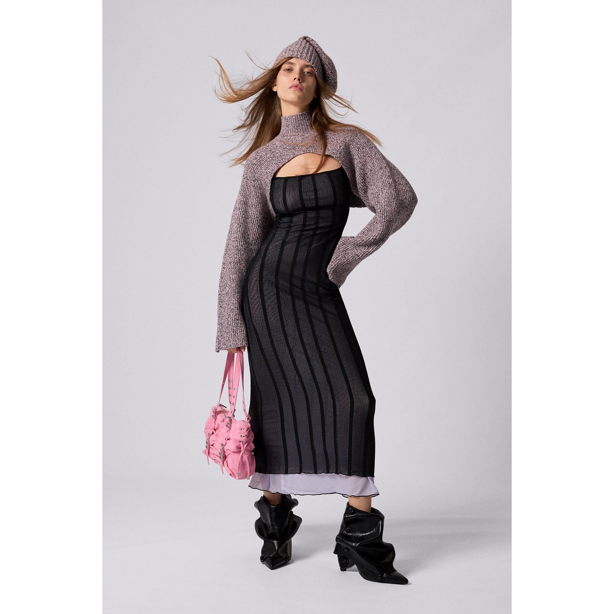 Pack pull et bonnet en maille rose, DESIGUAL