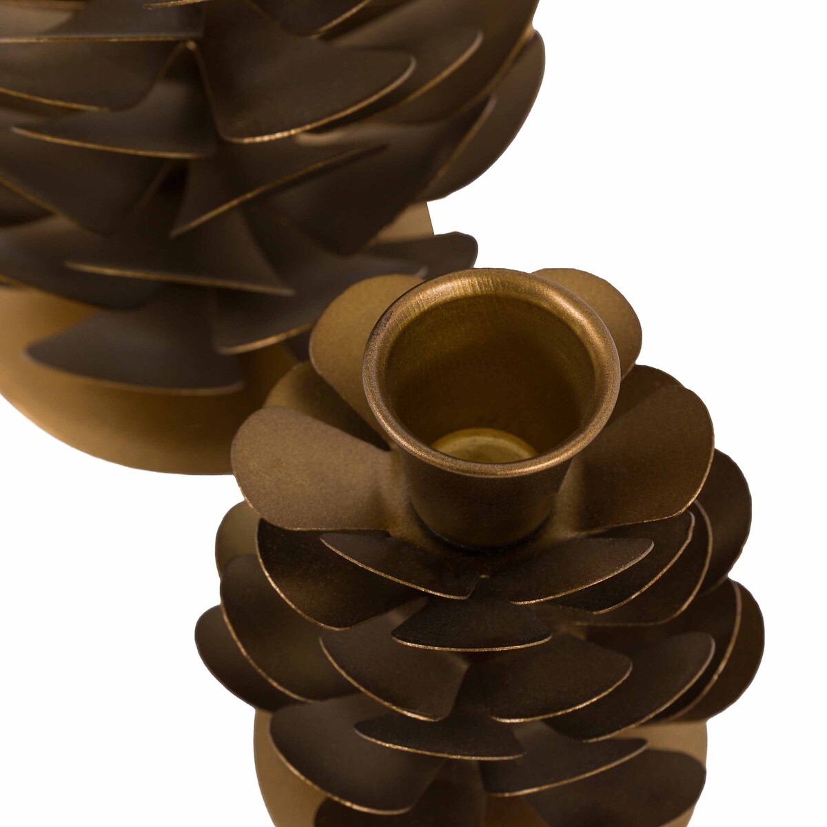 Set of 2 Woodland Pinecone Candleholders in Gold gold-coloured, ÉDITÉ