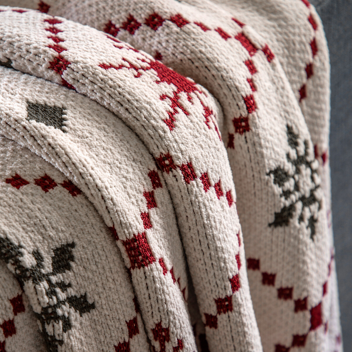 Fairisle Weave Chenille Woven Throw green, ÉDITÉ