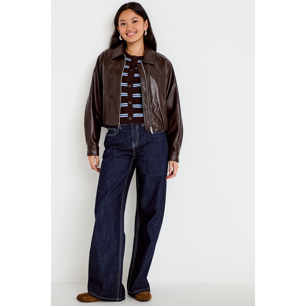 Gilet manches longues marron foncé, CACHE CACHE