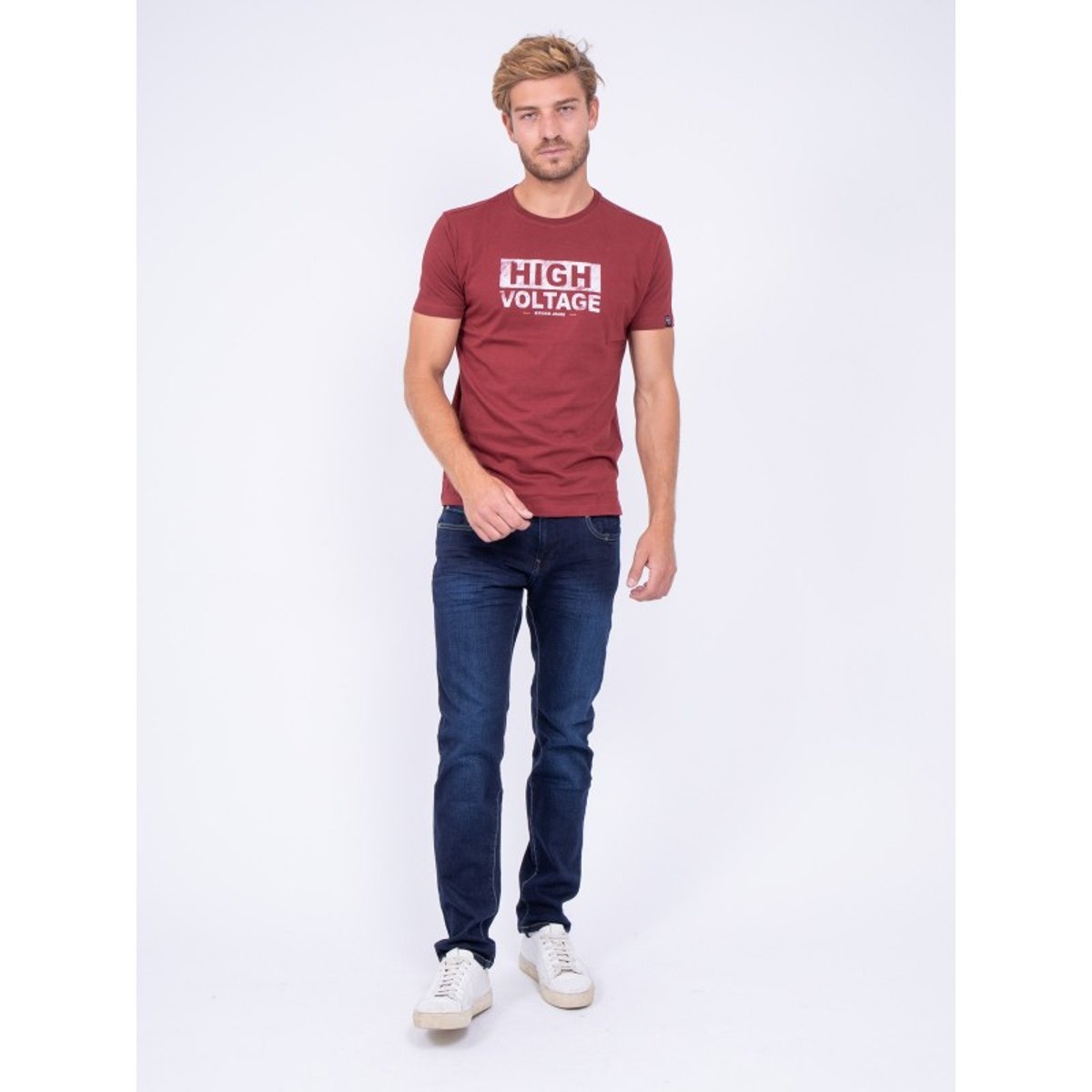 T-shirt Col Rond Pur Coton Jatman bordeaux, RITCHIE