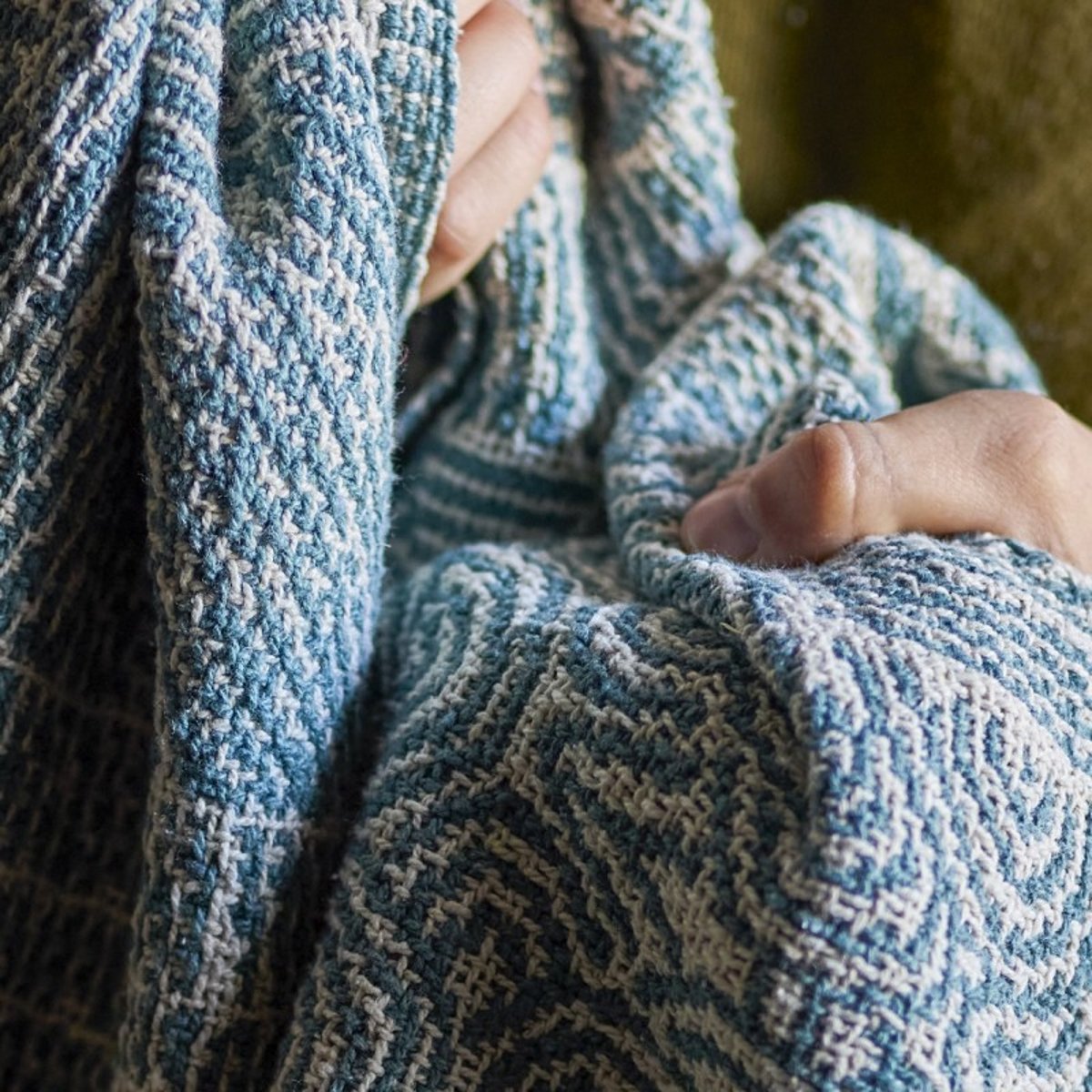Plaid coton recyclé  BRESSO bleu, BLOOMINGVILLE