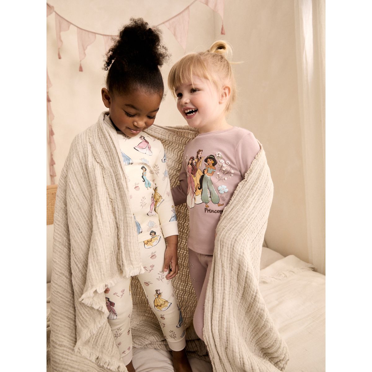 Pyjama douillet princesse disney, lot de 2 rose/crème, NEXT