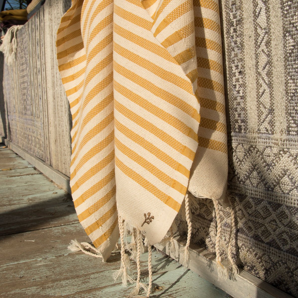 Lot de 2 foutas XXL coton HOSSEGOR jaune moutarde, FEBRONIE