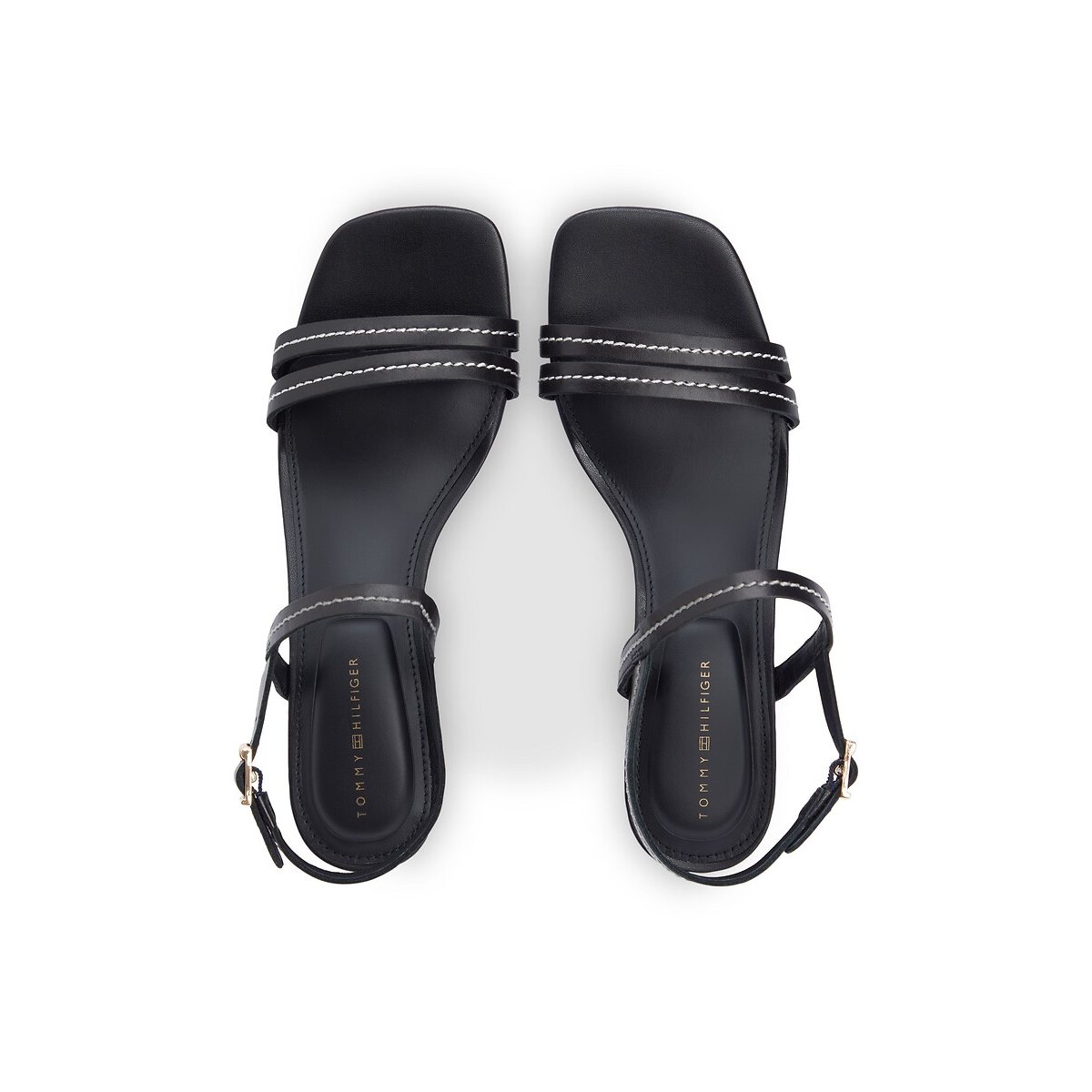 Sandales à talons en cuir noir, TOMMY HILFIGER