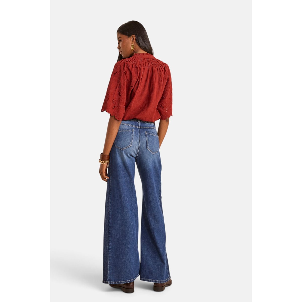 Jean bicolore extra large en coton SAVANA stone used, Maison 123