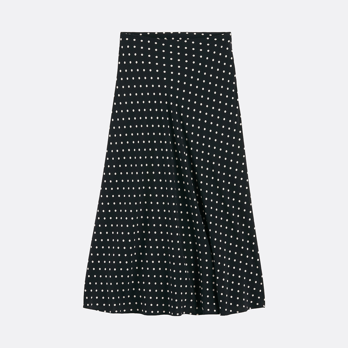 Gonna svasata, stampa a pois, lunga fantasia pois fondo nero, LA REDOUTE COLLECTIONS