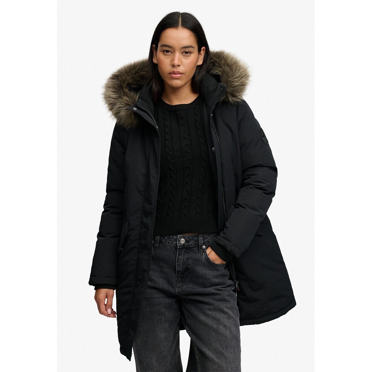 Parka à capuche Everest noir, SUPERDRY
