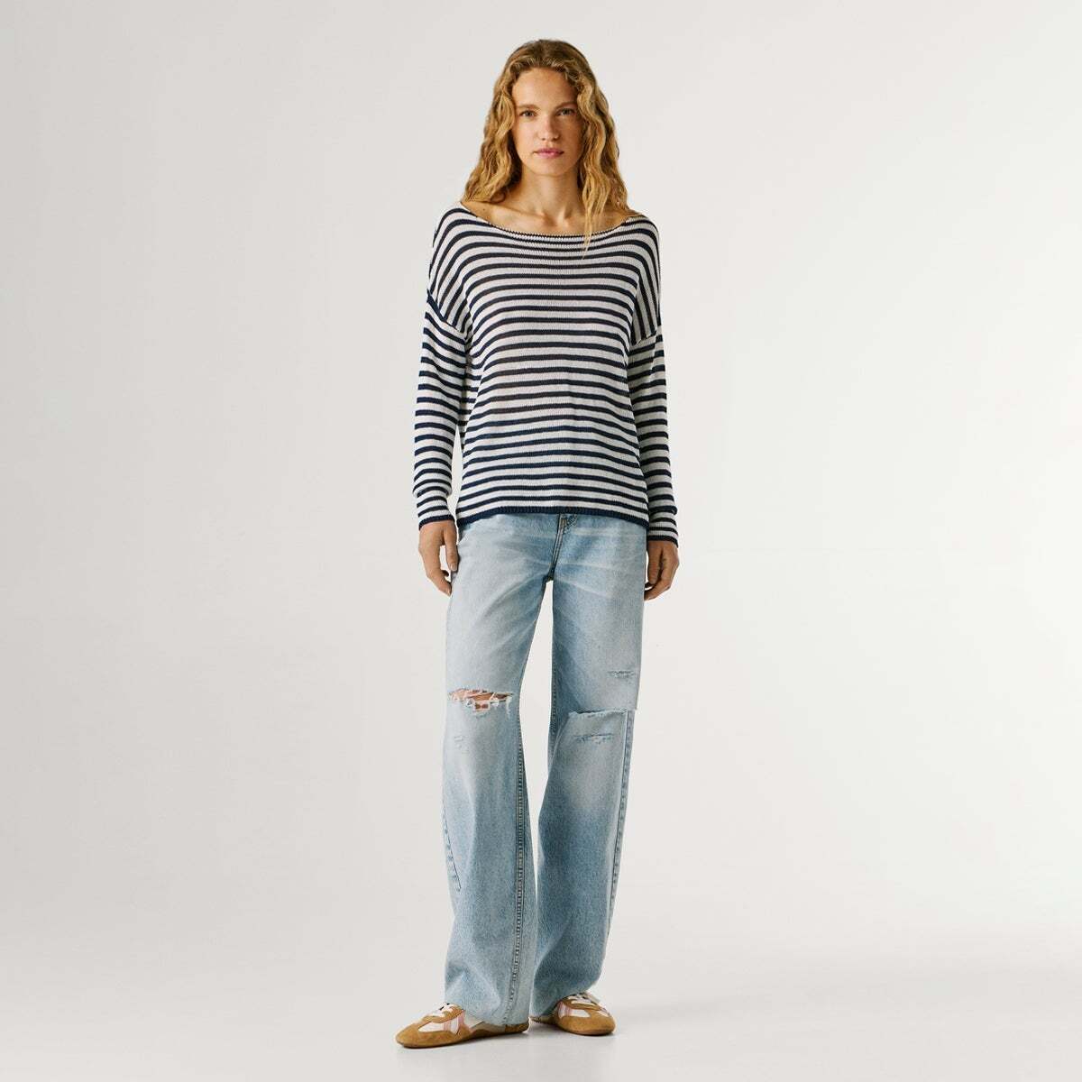 Pull En Maille À Rayures bleu dulwich, PEPE JEANS