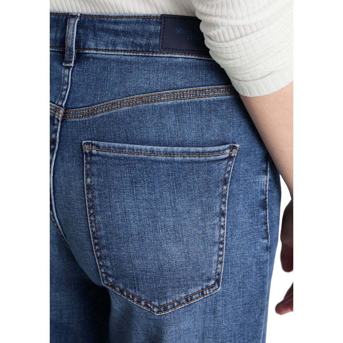 Jeans modèle Tomke large en coton organique stretch doux bleu moyen, MARC O’POLO DENIM