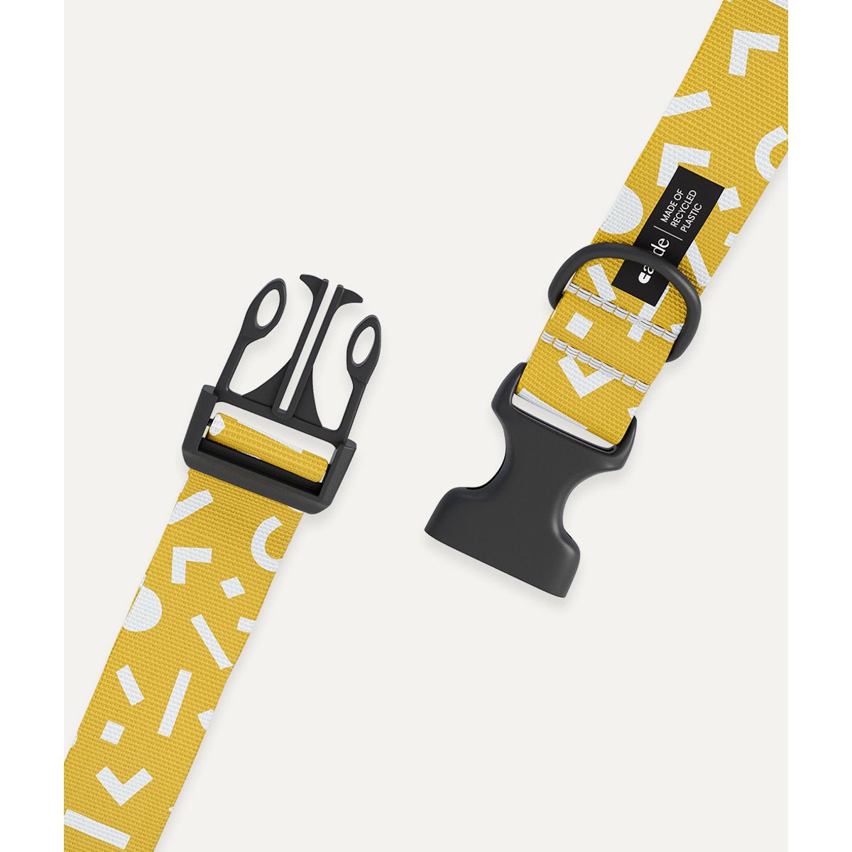 Collier PET recyclé design memphis, JUNO jaune moutarde, CAFIDE