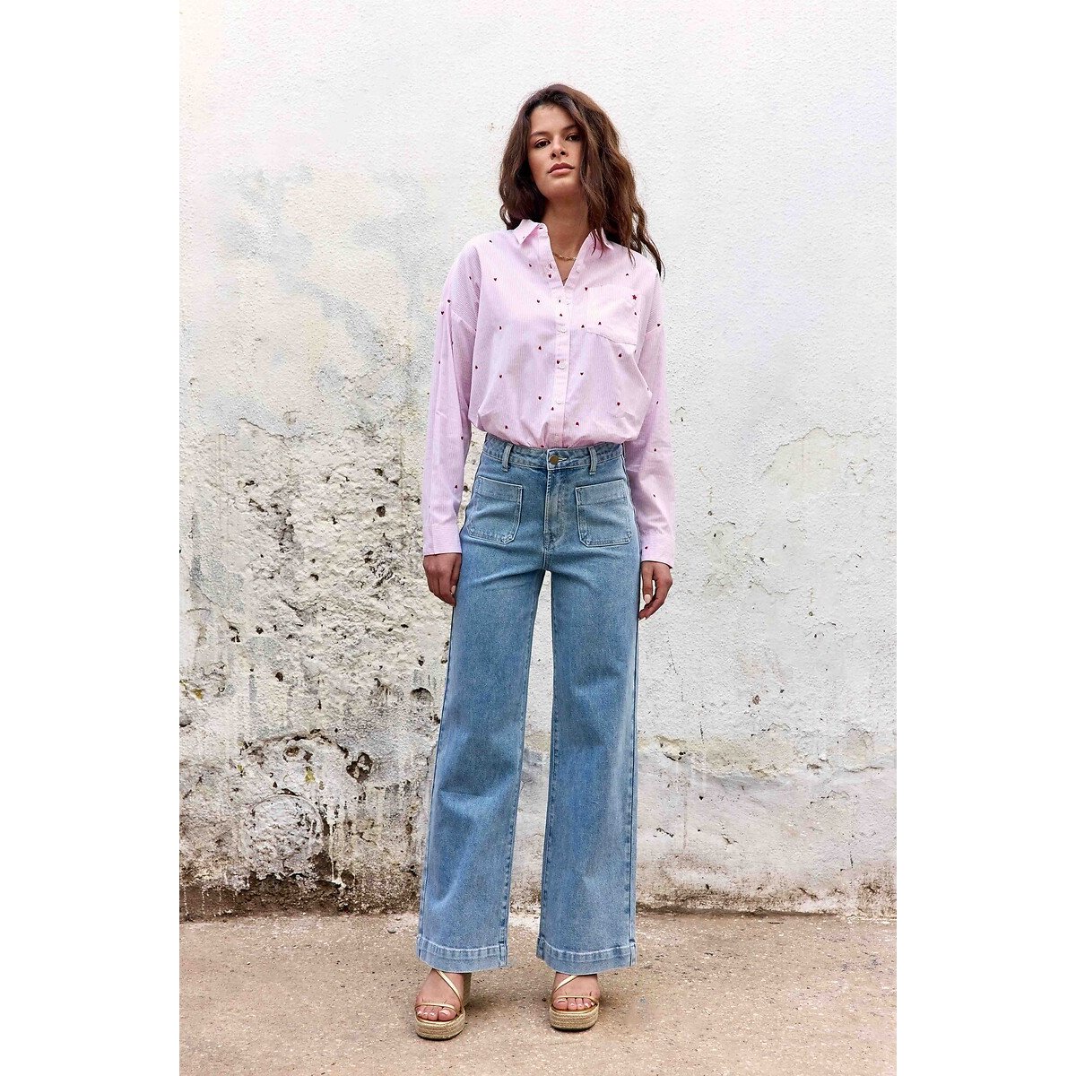 Atlanty High Waist Wide Leg Jeans faded blue, LA PETITE ETOILE