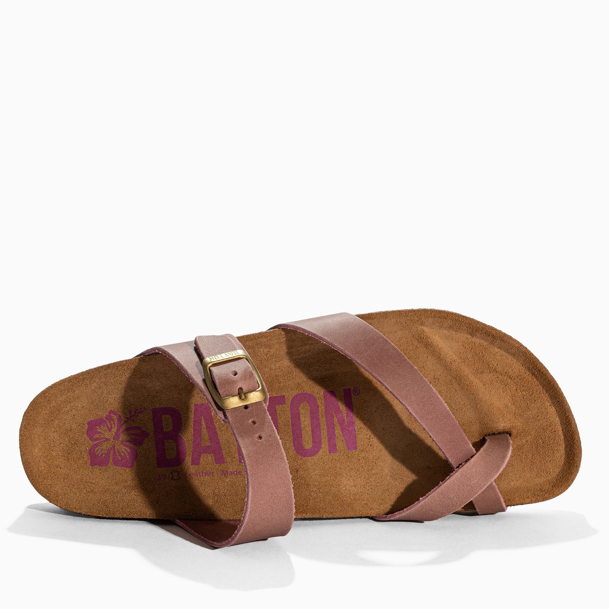 Tongs en cuir DIANE rose, BAYTON