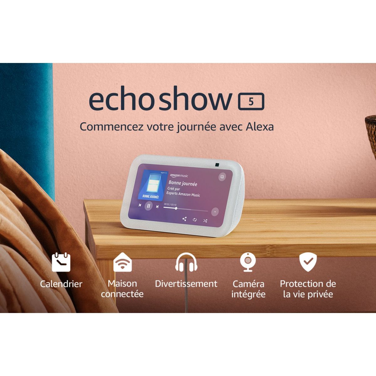 Assistant vocal Echo Show 5 3e génération Blanc blanc, AMAZON