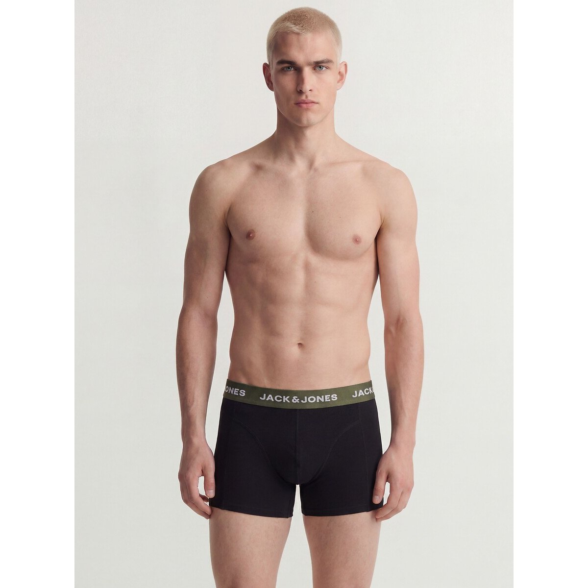 Lot de 5 boxers unis noir + ceint. multicolore, JACK & JONES
