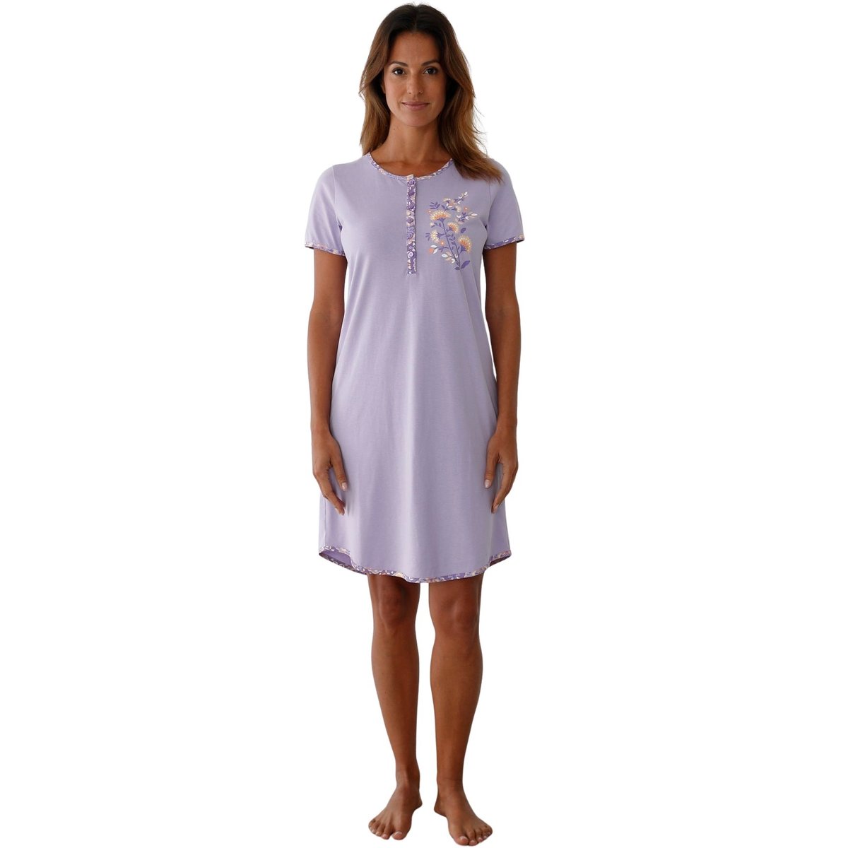Chemise de nuit liquette courte imprimé parme, DAXON