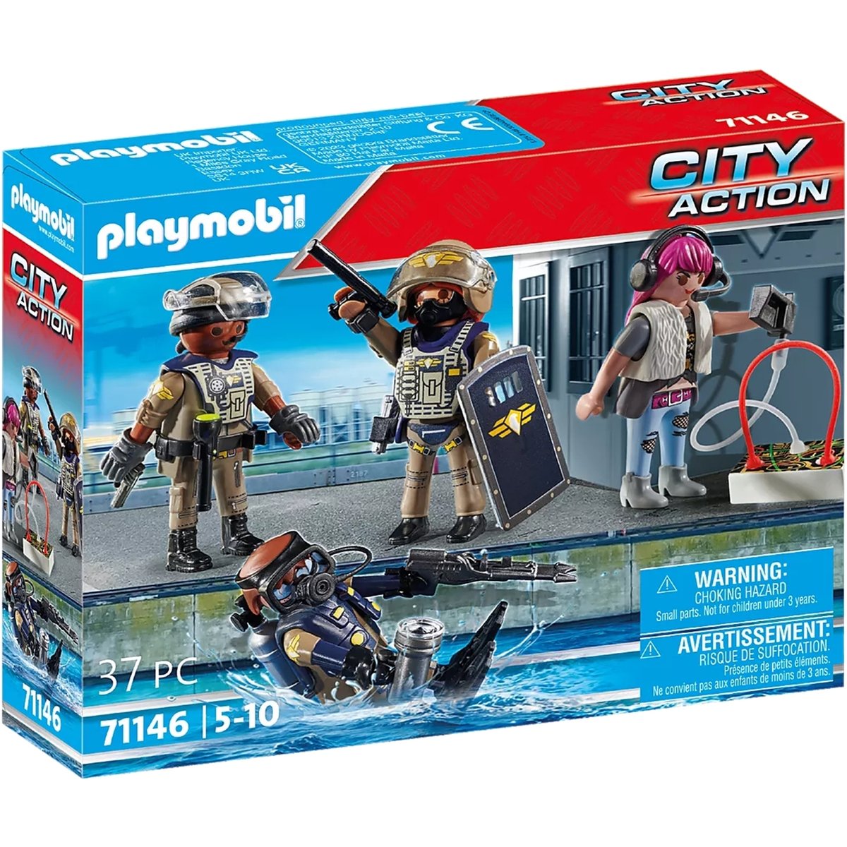City Action Equipe des forces spéciales avec bandit multicolore, PLAYMOBIL