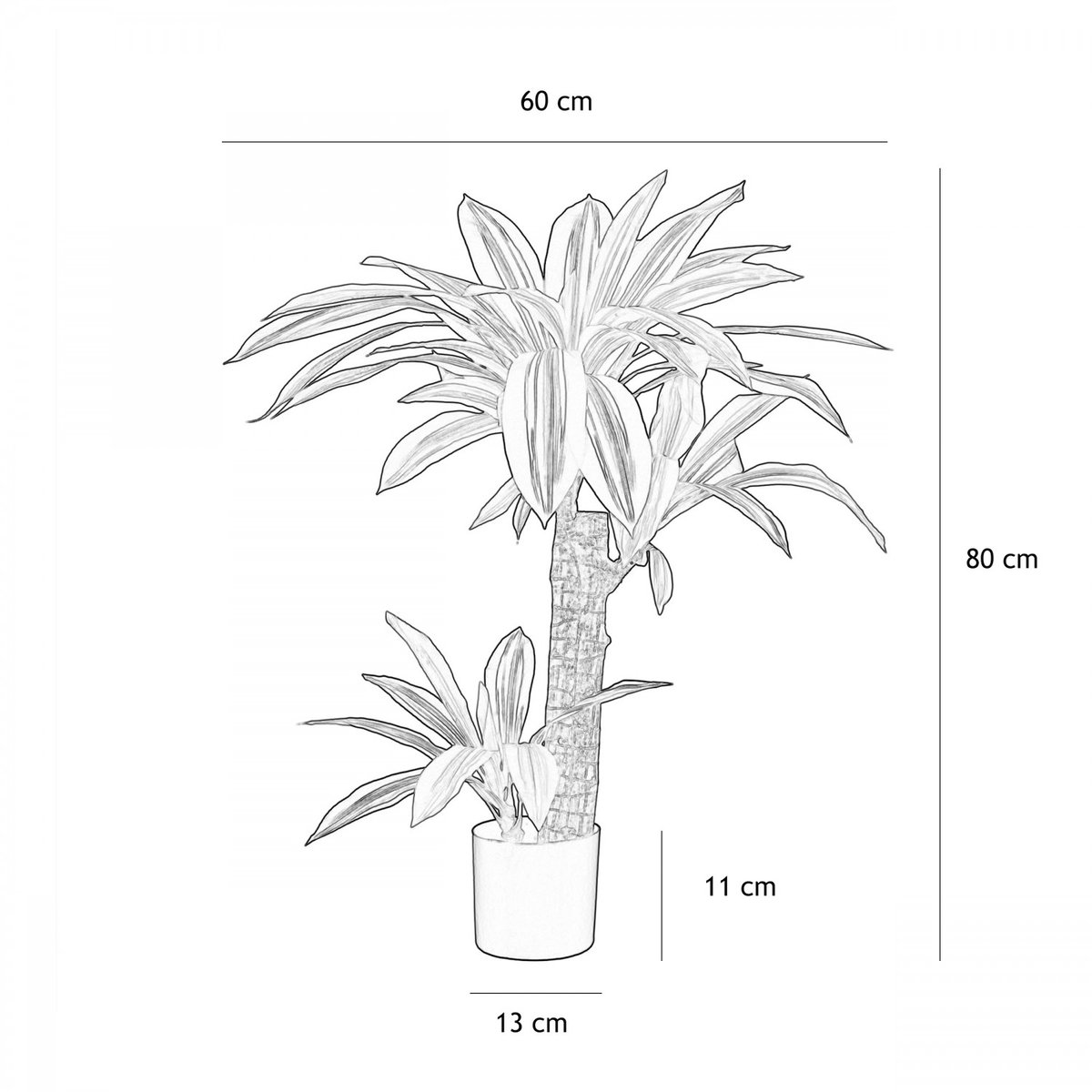 Dracena artificiel toucher naturel 80cm vert, LIGNE DECO