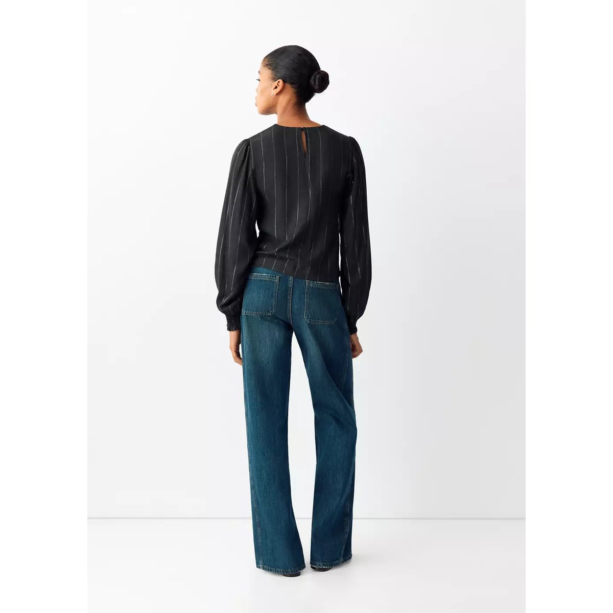 Blouse à motif nid d'abeille en fil métallisé gris anthracite, MANGO TEEN