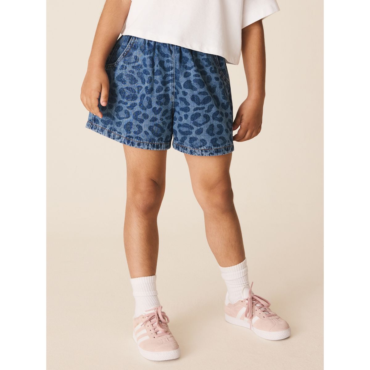 Short à enfiler denim animalier, NEXT