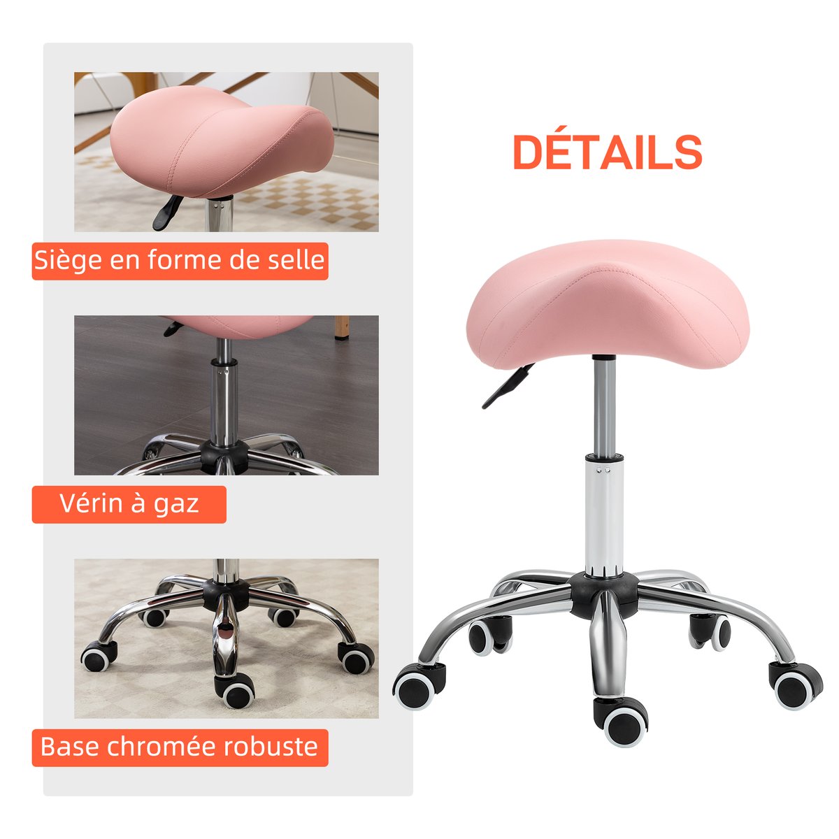 Tabouret de salon Polyuréthan Rose rose, HOMCOM