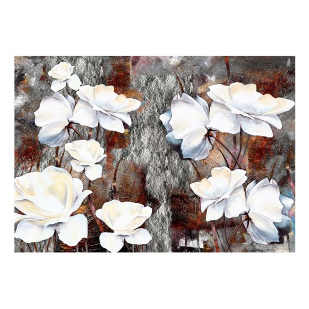 Papier peint intissé panoramique Fleurs Gestes timides blanc, EDEN