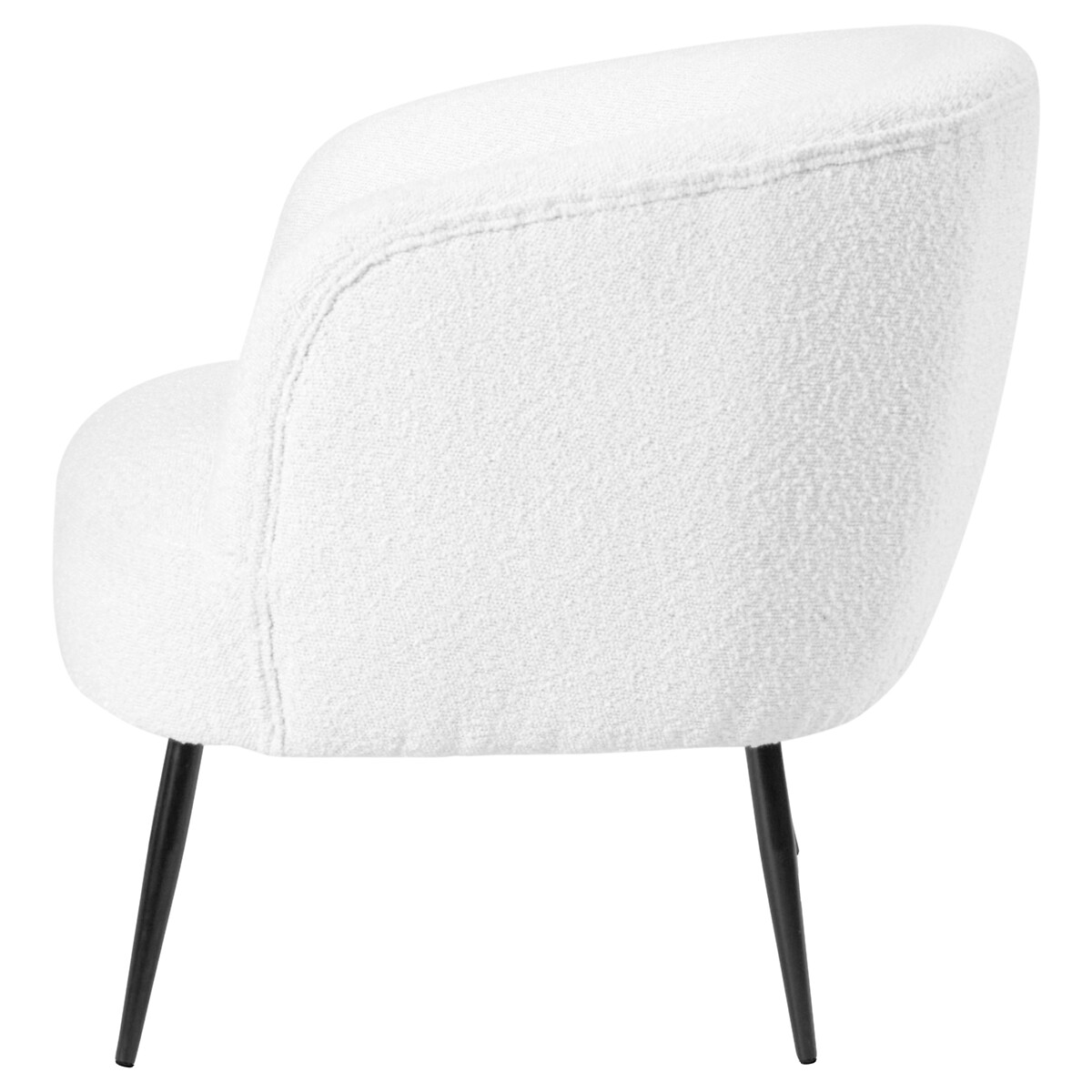 Bouclé Curve Tub Chair with Black Metal Legs white, SO'HOME
