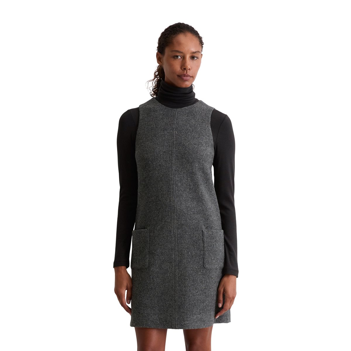 Mini-robe droite en laine bouillie gris foncé, MARC O'POLO