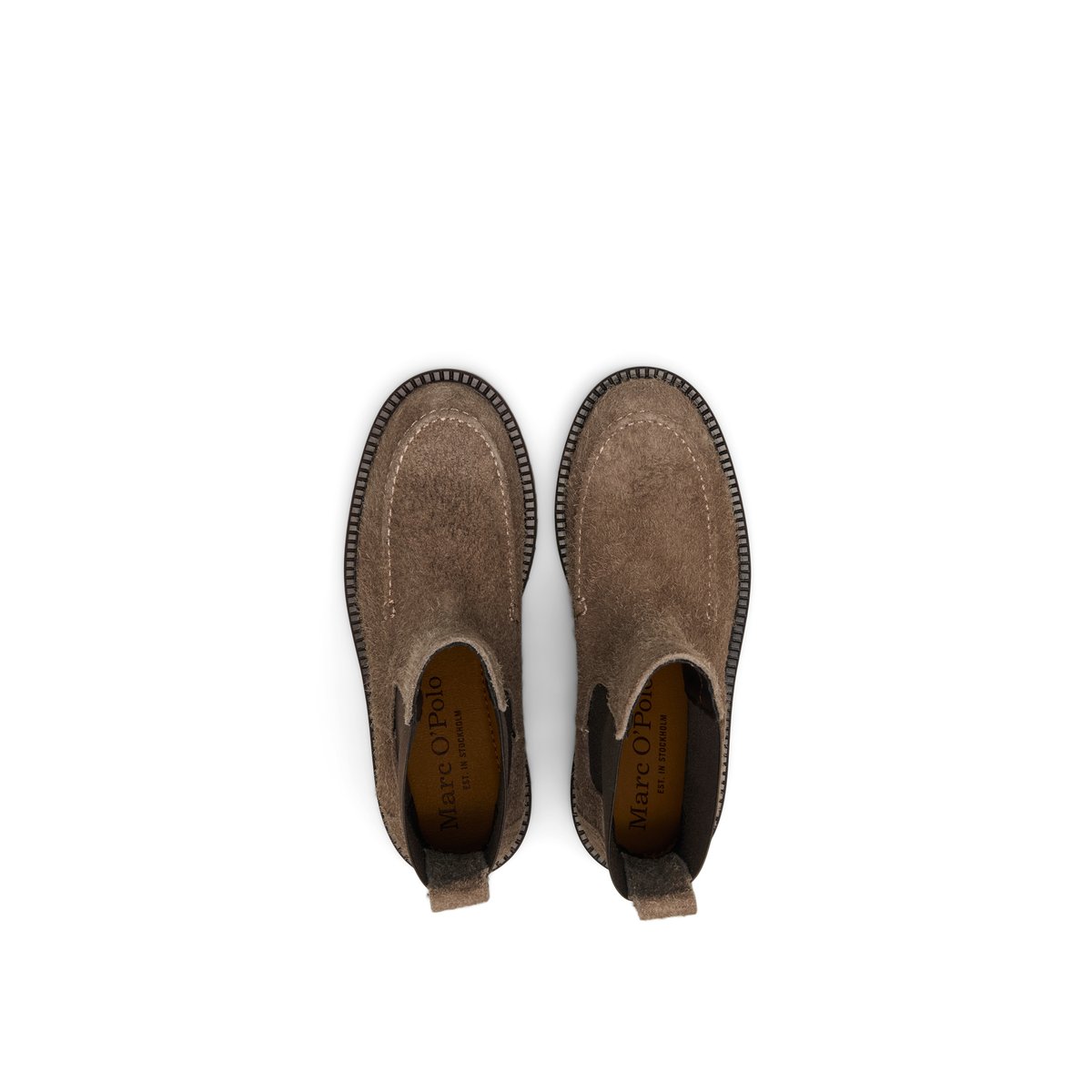 Bottines Chelsea modèle Phia en cuir velours à poils longs marron, MARC O'POLO