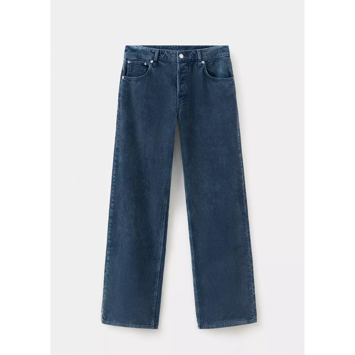 Jean en velours côtelé wide-leg bleu, MANGO