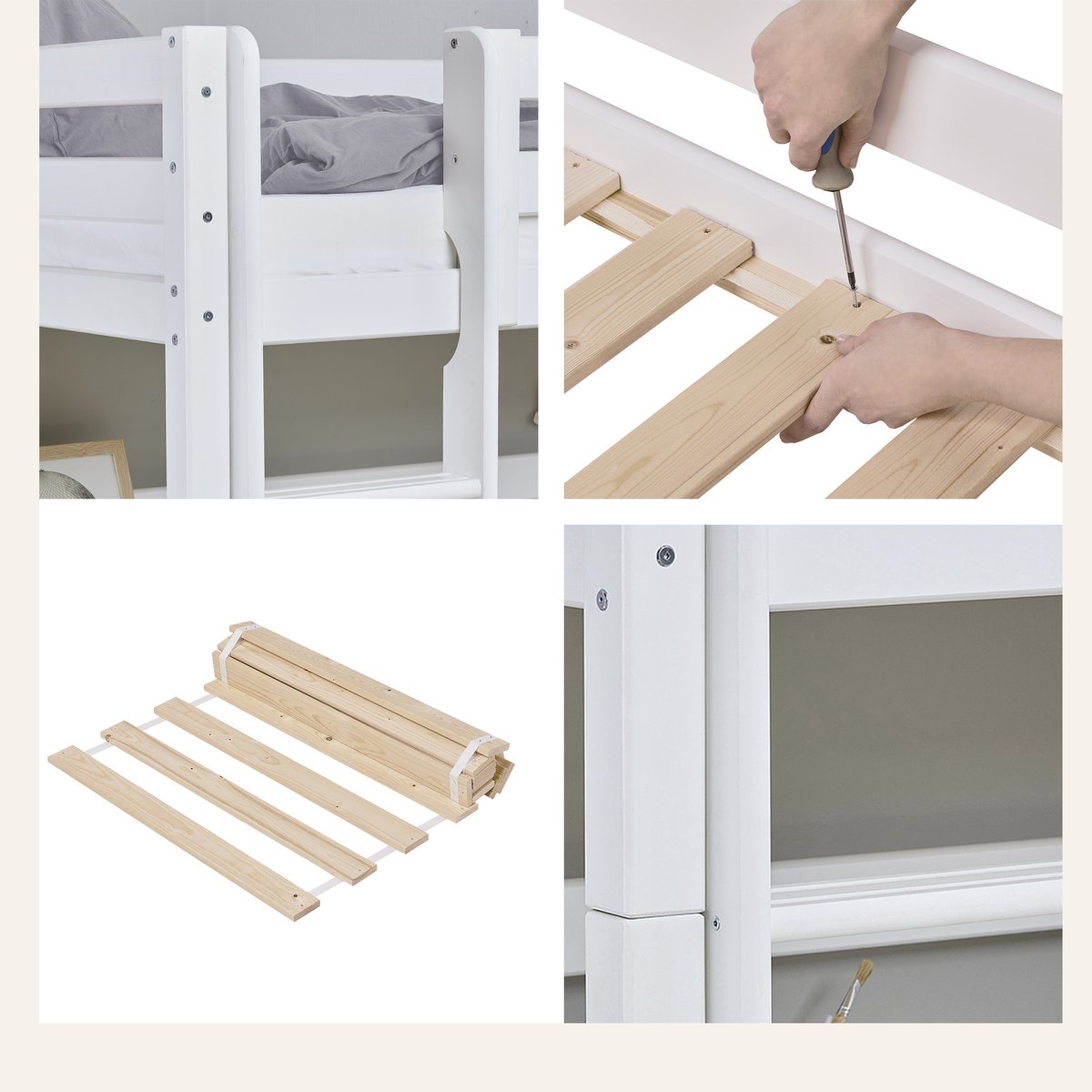 Lit Mezzanine pin massif ECO LUXURY blanc, HOPPEKIDS