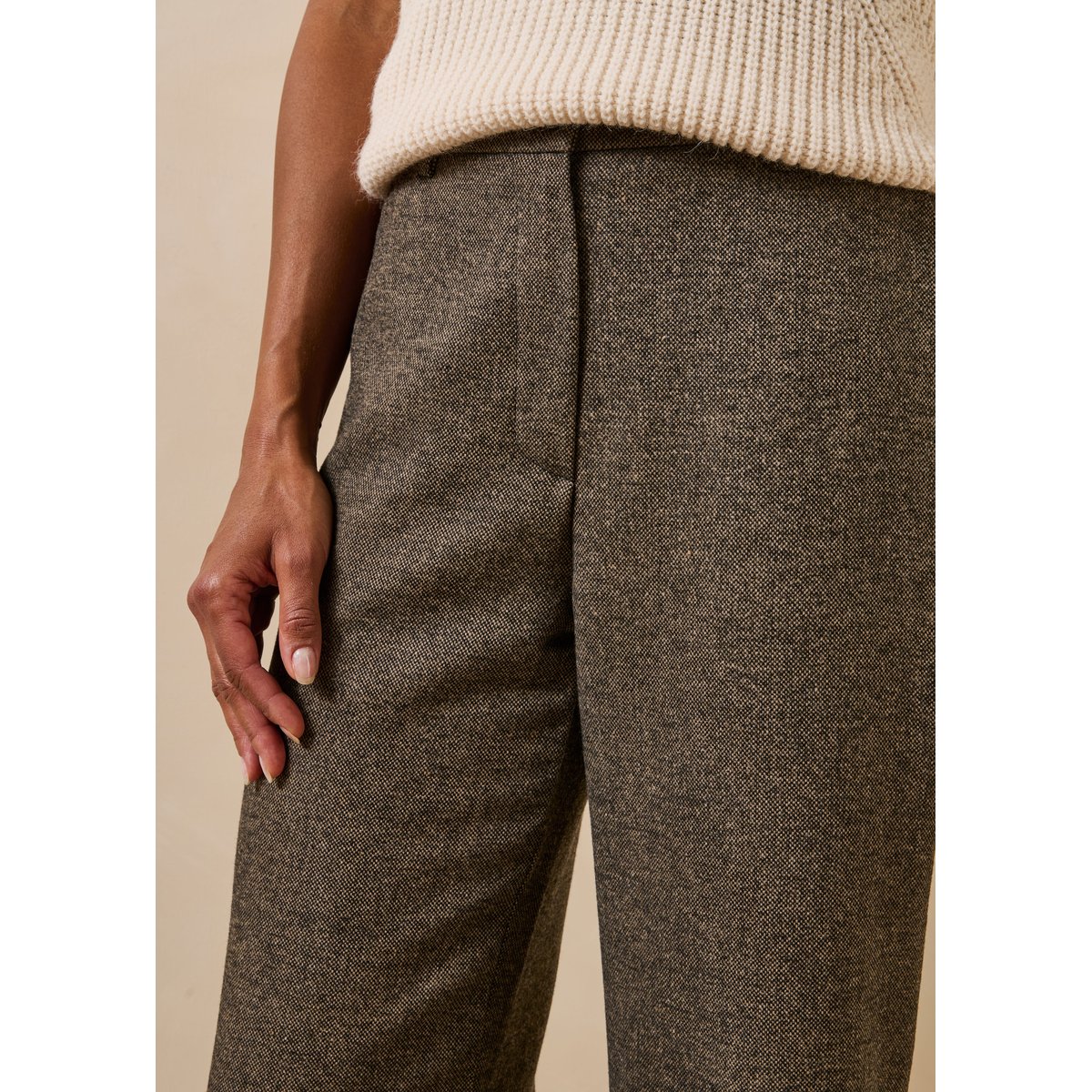 Pantalon droit en tweed ecorce, LA FEE MARABOUTEE