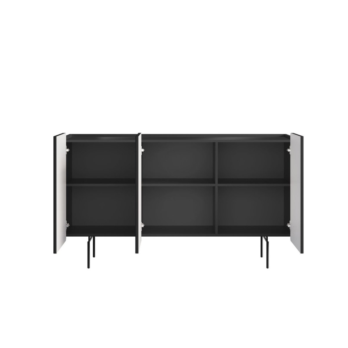 Buffet bas en panneaux de particules et MDF 4 portes 150 cm, MATHILDE noir, BOBOCHIC