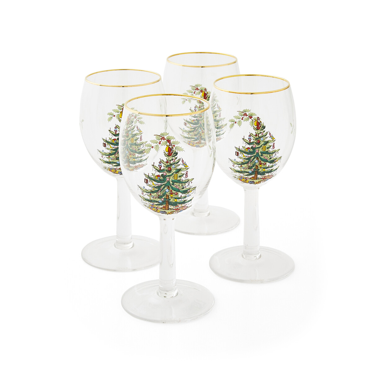 Set of 4 Christmas Tree Wine Glasses transparent, SPODE