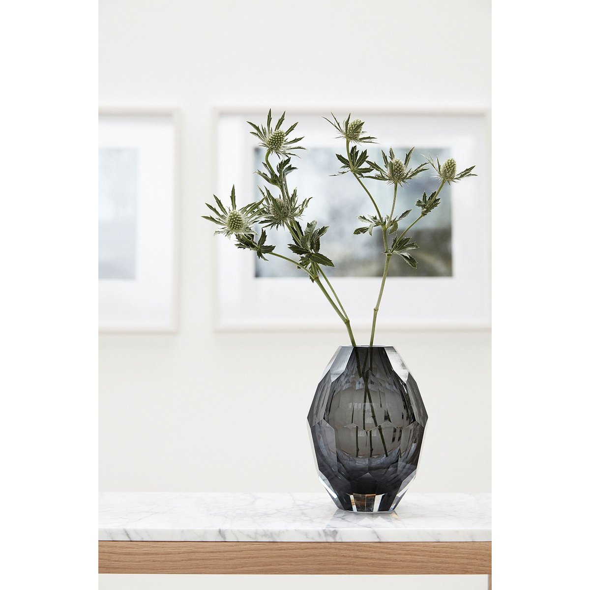 Vase en verre FACET gris, HUBSCH